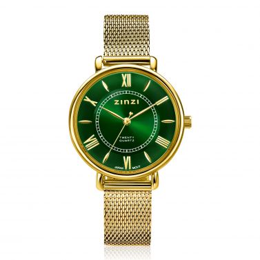 ZINZI Square Mini Watch Green Dial and Square Gold Colored