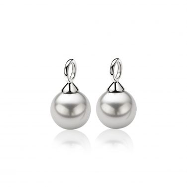 10mm ZINZI Sterling Silver Earrings Pendants Pearl Grey ZICH266LG (excl. hoop earrings)