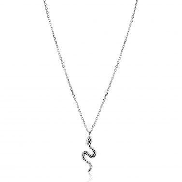 ZINZI zlv. collier met hanger slang met zirc.ogen