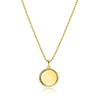 19mm ZINZI gold plated silver coin pendant with pearl rim for engraving ZIH2651G (without chain)
