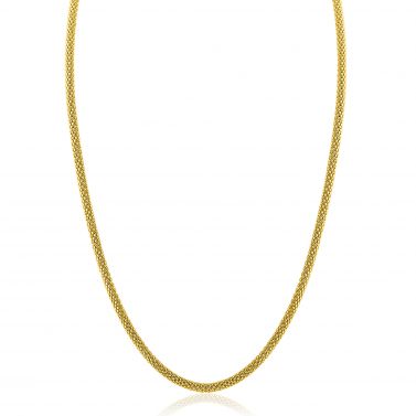 ZINZI zlv. collier gg.verg.fijne popcorn 3mm 42cm