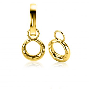 11mm ZINZI gold-plated silver earring pendants with organically shaped open circles, ZICH-BF118G (without hoops)
