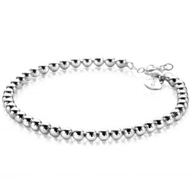 ZINZI silver bracelet with beaded links 4mm wide 18-20cm ZIA2659