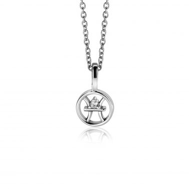 9mm ZINZI silver Pisces zodiac sign pendant set with white zirconias ZIH-VIS (without necklace)