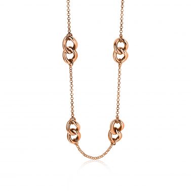 ZINZI Rose Gold Plated Sterling Silver Necklace Curb Chain 42-45cm ZIC1286R