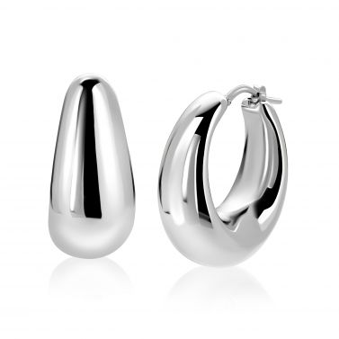 ZINZI zlv. oorringen ovaal aflopend 31x14mm