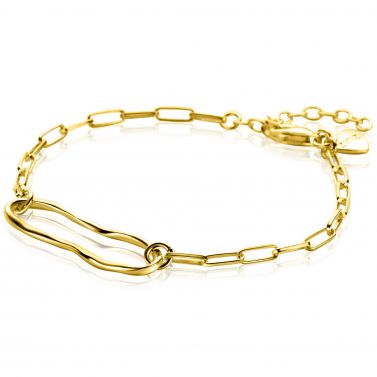 ZINZI gold-plated silver paperclip link bracelet with organically shaped oval, 15-18cm, ZIA-BF107