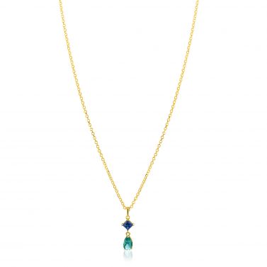 ZINZI zlv.collier gg.verg.hanger peer aqua/VK blauw