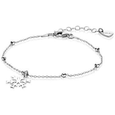 ZINZI zlv. armband met bolletjes en sneeuwvlok