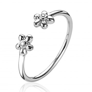 ZINZI Sterling Silver Open Ring Flowers ZIR1879