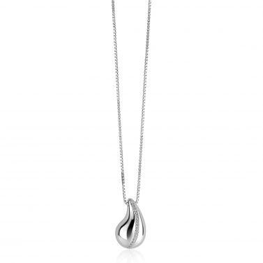 ZINZI zlv. collier met druppel hanger met zirconia's