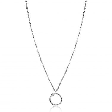 ZINZI zlv. collier met open ronde slanghanger zirc.