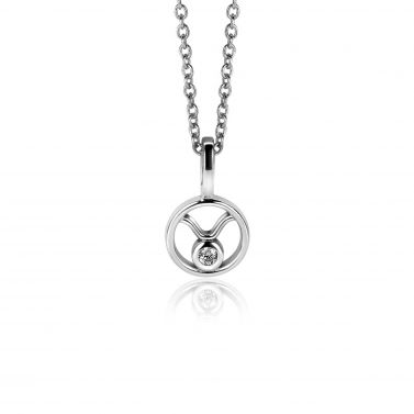 9mm ZINZI silver Taurus zodiac sign pendant set with white zirconias ZIH-STI (without necklace)