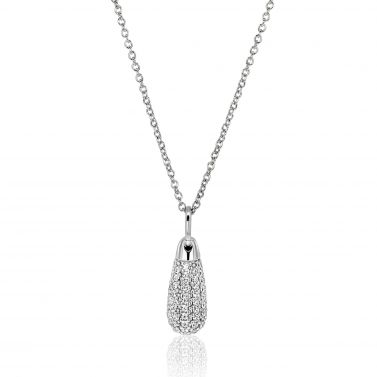 23mm ZINZI silver drop pendant set with white cubic zirconias ZIH2669 (without chain)