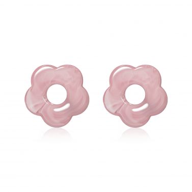 26mm flower-shaped pink synthetic earring charms ZICH2720RA