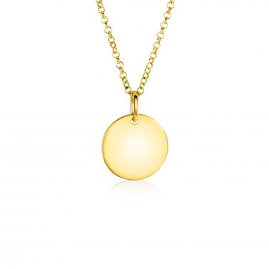 15mm ZINZI Gold Plated Sterling Silver Pendant Shiny Coin to Engrave ZIH2345G15 (excl. necklace)