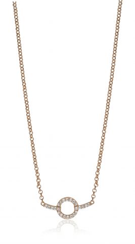 ZINZI Rose Gold Plated Sterling Silver Necklace Circle and Bar Design with White Zirconias 42-45cm ZIC1063R