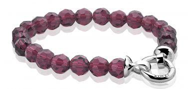 ZINZI Sterling Silver Beads Bracelet Purple with Clasp 20cm ZIA401PB-S