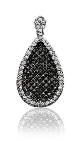 ZINZI Sterling Silver Oval Pendant Black ZIH963