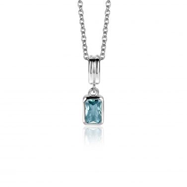17mm ZINZI silver rectangular pendant set with a petrol blue gemstone ZIH2614 (without necklace)