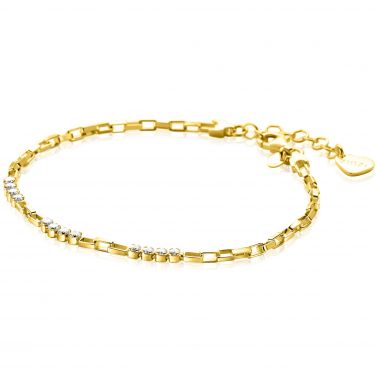 ZINZI gold-plated silver bracelet with Venetian links and white zirconia stones, 17-20cm, ZIA-BF102