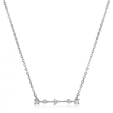 ZINZI Sterling Silver Necklace Bar with White Zirconias in Different Shapes 45cm ZIC2043