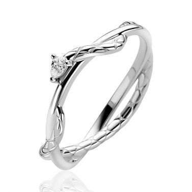 ZINZI zlv. ring slang eromheen gewikkeld zirc.mt.56