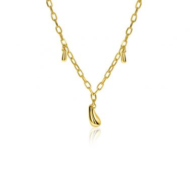 ZINZI gold-plated silver link necklace with three teardrop-shaped pendants, 42-45cm, ZIC-BF109G