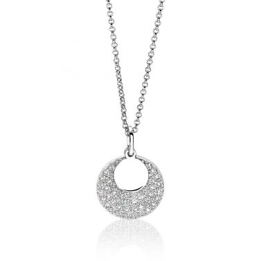 ZINZI Sterling Silver Necklace 45cm with Pendant Circle ZIC1572