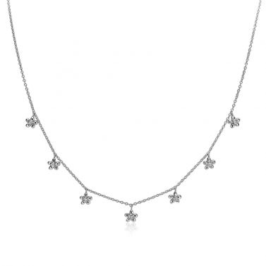 ZINZI Sterling Silver Necklace with 7 Flowers Charms White Zirconias ZIC1875