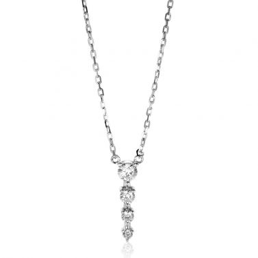 ZINZI Sterling Silver Necklace Pendant with 4 White Zirconias 16mm 45cm ZIC2328