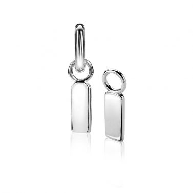 13mm ZINZI Sterling Silver Earrings Pendants Rectangular Small Plate ZICH2344 (excl. hoop earrings)