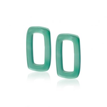 16mm ZINZI Earrings Pendants Rectangle in Green Agate ZICH2226 (excl. hoop earrings)