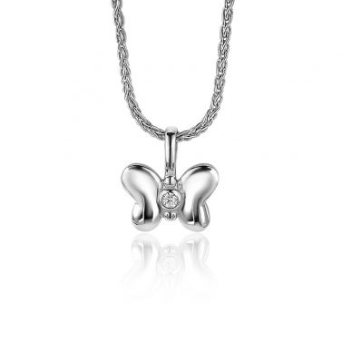 11mm ZINZI Sterling Silver Pendant Butterfly White Zirconia ZIH-BF47 (excl. necklace)