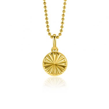 10mm ZINZI Gold Plated Sterling Silver Pendant Coin with Sunbeams ZIH2296S (excl. necklace)