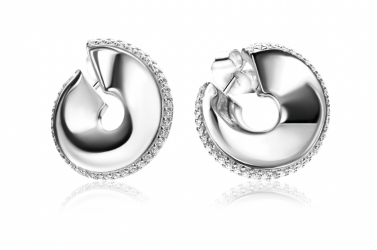 22mm ZINZI Sterling Silver Stud Earrings Spiral ZIO-BF66