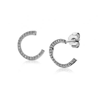 13mm ZINZI Sterling Silver Stud Earrings Horseshoe White Zirconias ZIO1320