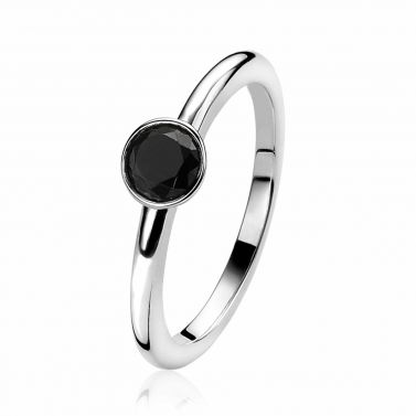 ZINZI Sterling Silver Stackable Ring Round Black ZIR1298Z