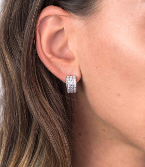 Zinzi zilveren oorringen 14 x 8mm witte zirconia's met luxe klapsluiting ZIO1264
