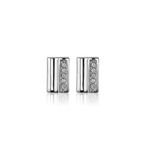 8mm ZINZI Sterling Silver Stud Earrings Rectangle White Zirconia ZIO2126