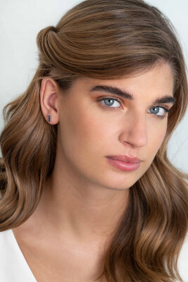 ZINZI Sterling Silver Ear Studs 8mm Dark Blue