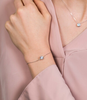 ZINZI zilveren armband met ronde zetting wit 17-19cm ZIA1775