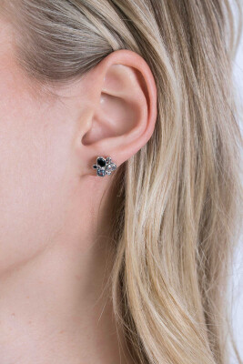 ZINZI Sterling Silver Fantasy Ear Studs 10 mm Blue Black