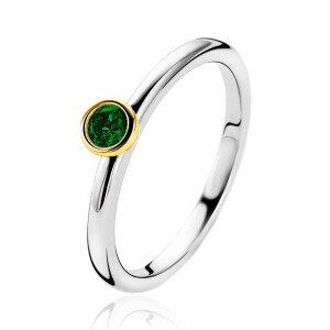 ZINZI Sterling Silver Ring Bicolor with Green Zirconia ZIR1177G
