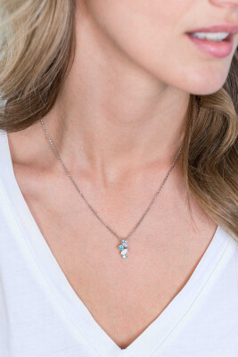 15mm ZINZI Sterling Silver Pendant Light Blue and White Zirconias ZIH2189 (excl. necklace)