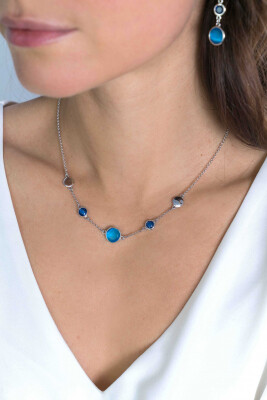 ZINZI Sterling Silver Fantasy Necklace Whiteh Colourful Stones