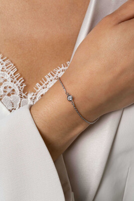 ZINZI Sterling Silver Rope Chain Bracelet Set with a Round White Zirconia 17-20cm ZIA2461