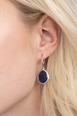 ZINZI zilveren trendy oorsieraden 35mm met ovale blauwe kleursteen ZIO1998
