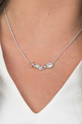 ZINZI zilveren fantasie ketting zeester schelp 43cm ZIC1884
