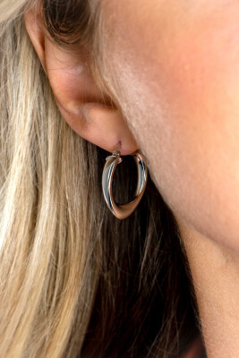 22mm ZINZI Sterling Silver Hoop Earrings in Smooth Organic shape 22x4mm ZIO2476